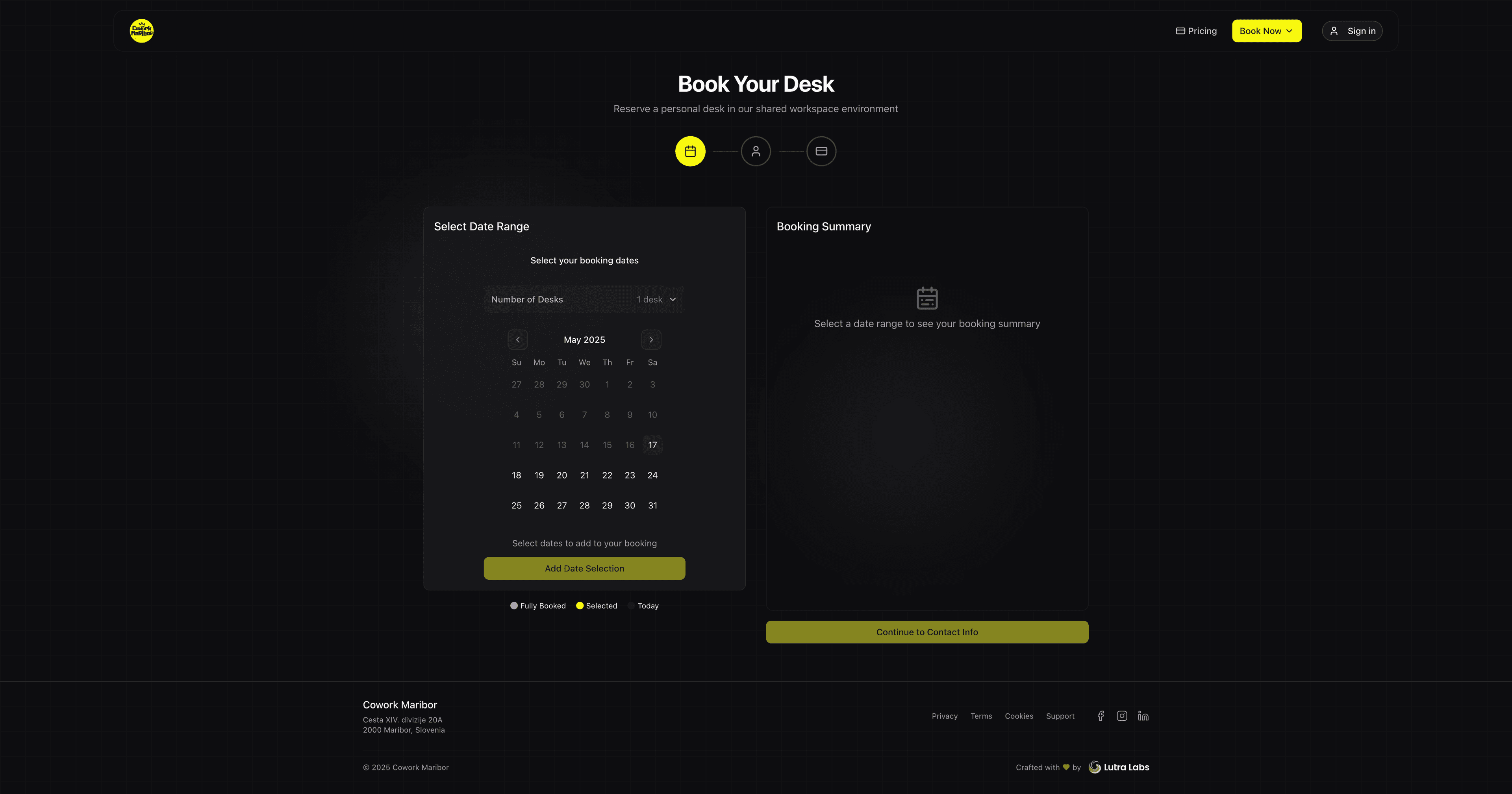 Cowork Maribor Booking System project screenshot