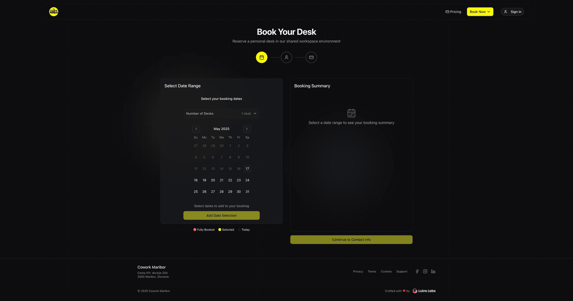 Cowork Maribor Booking System project screenshot