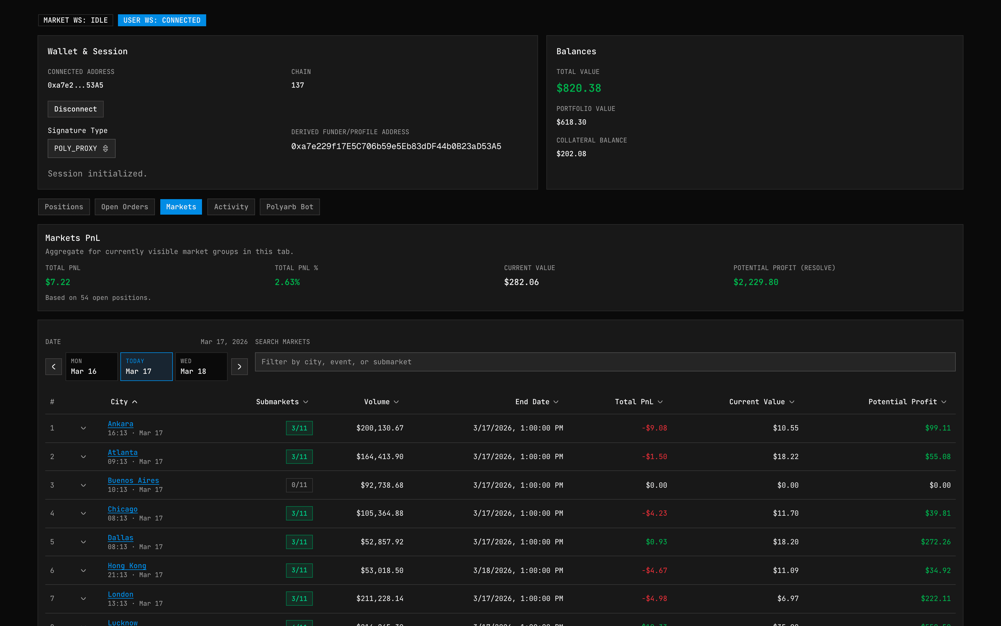 Polyarb project screenshot